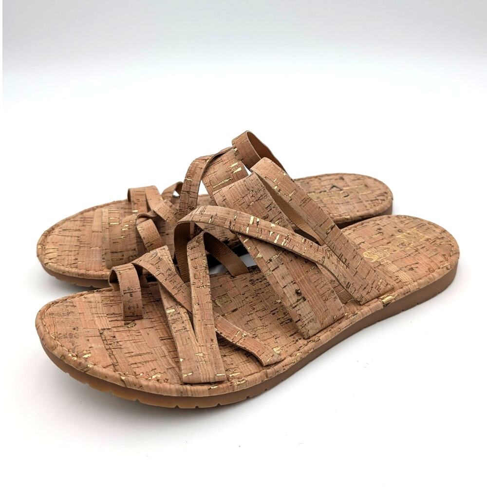 KORKS Clemons Strappy Sandals Open Toe Women's Natural Cork Size US11M EU41.5
